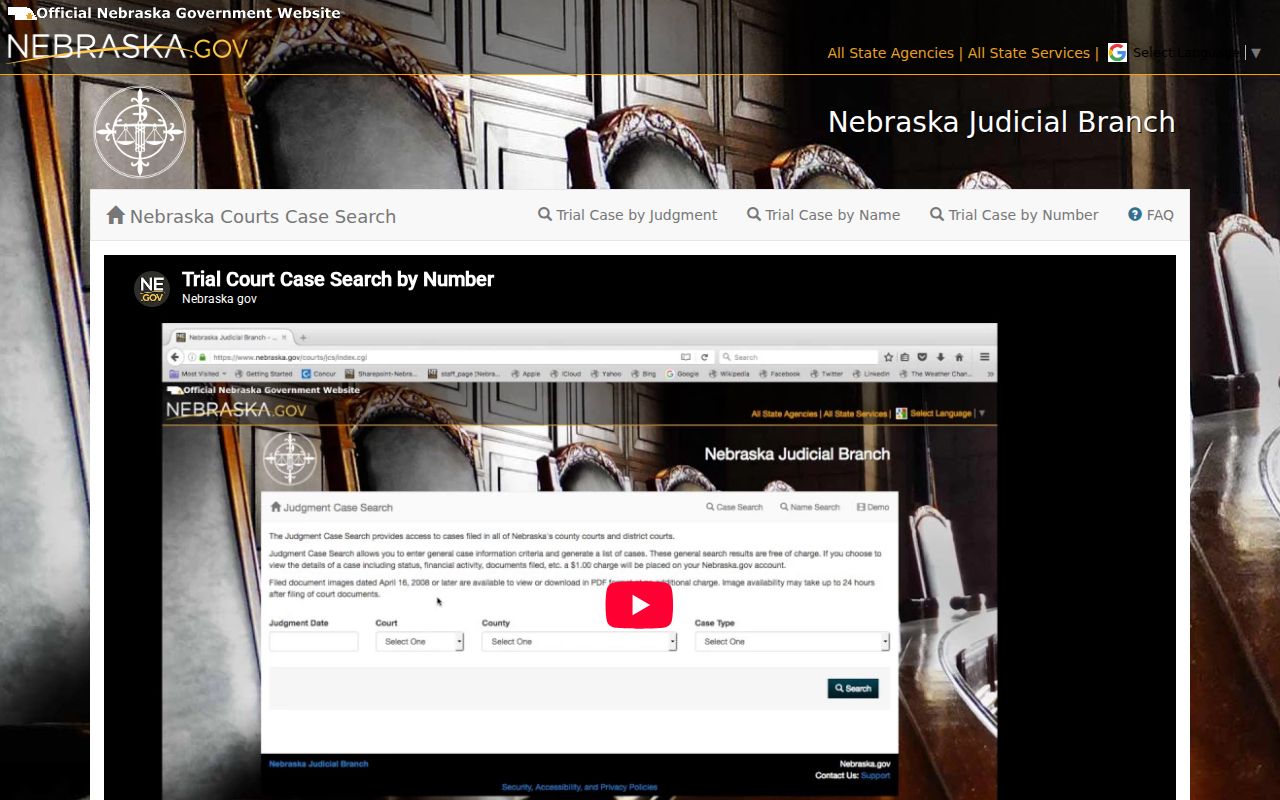 Platte County case search Nebraska JUSTICE demonstration