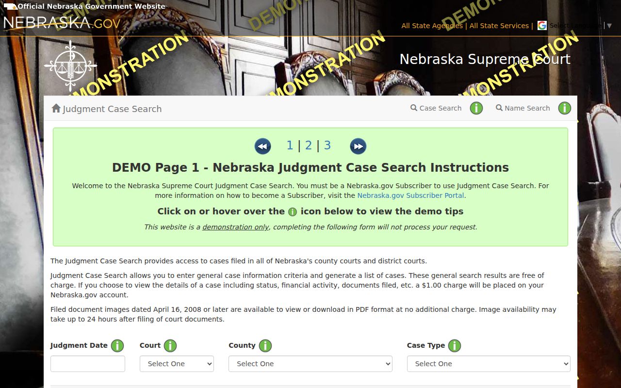 Platte County case search judgment-date field demonstration