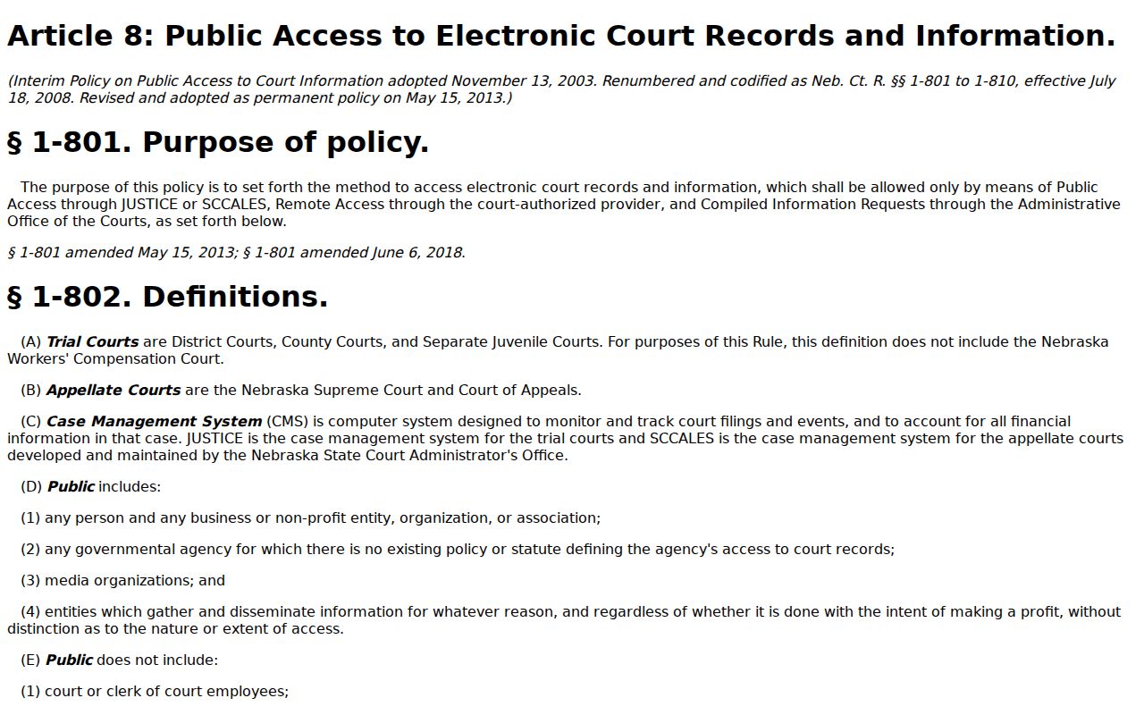 Platte County court calendar public access rule source