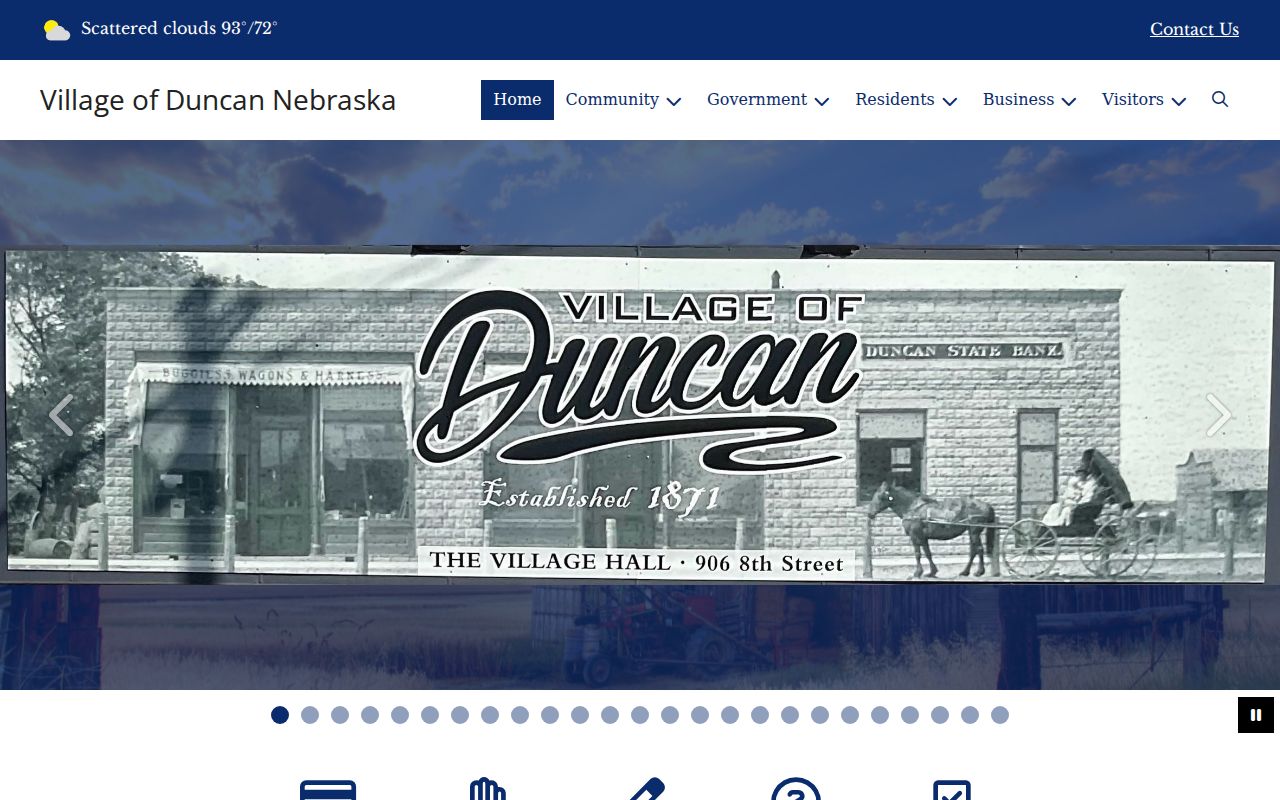 Screenshot of the Village of Duncan official website used for local government context