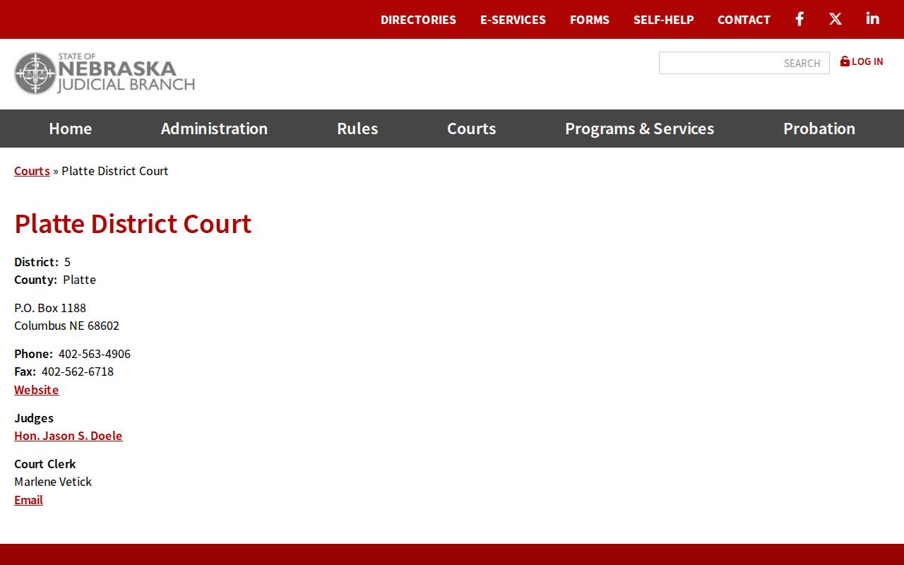 Platte County court docket District Court directory
